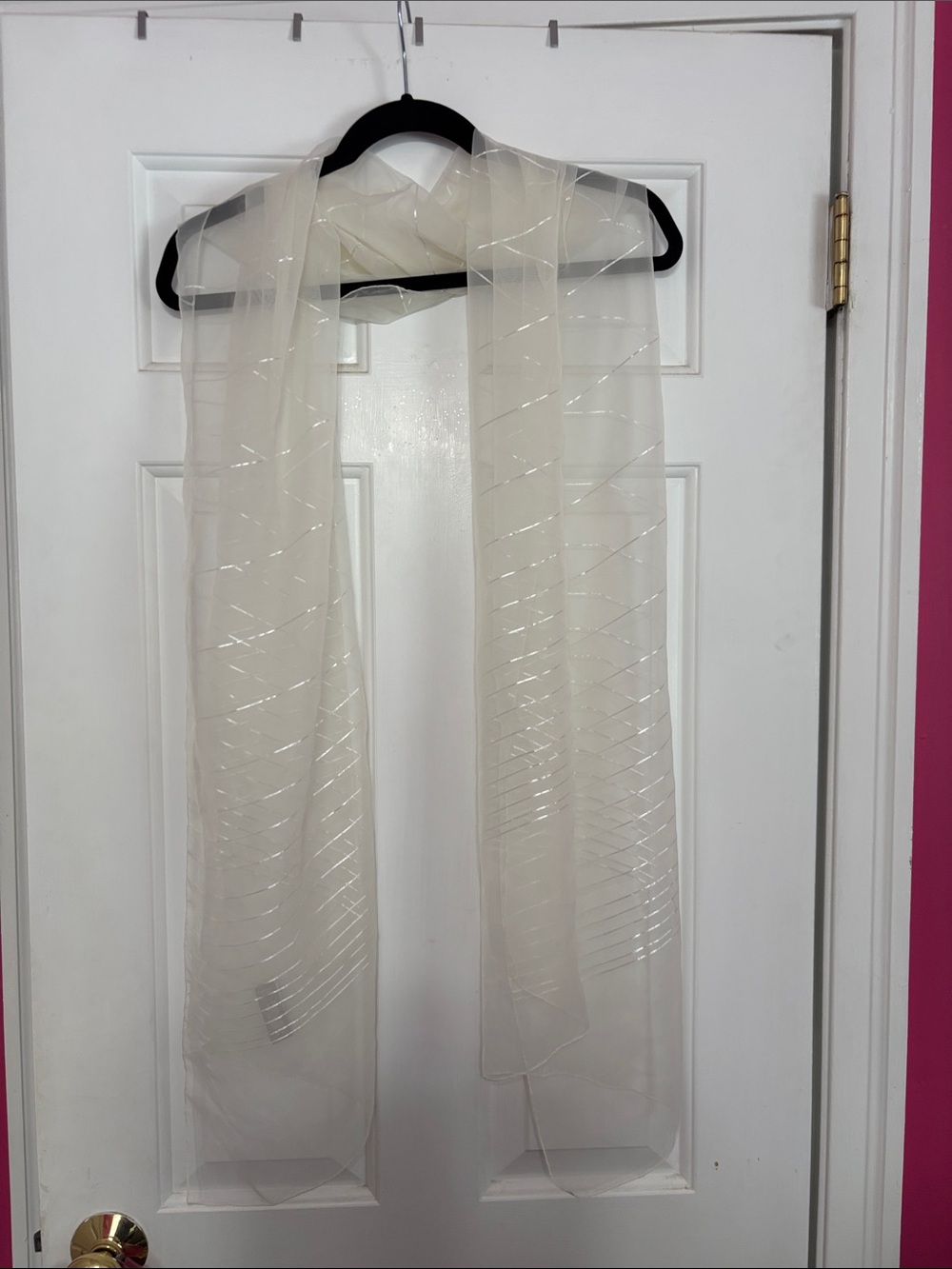 Echo Sheer Cream Scarf/Wrap with Metallic Threading, NWOT